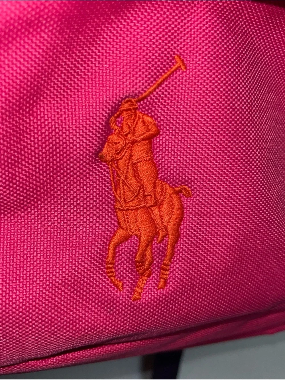 Ralph Lauren Pink Backpack with Orange Pony Embroidery